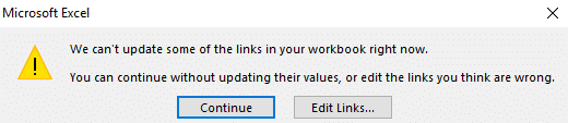 Excel Workbook Links Error